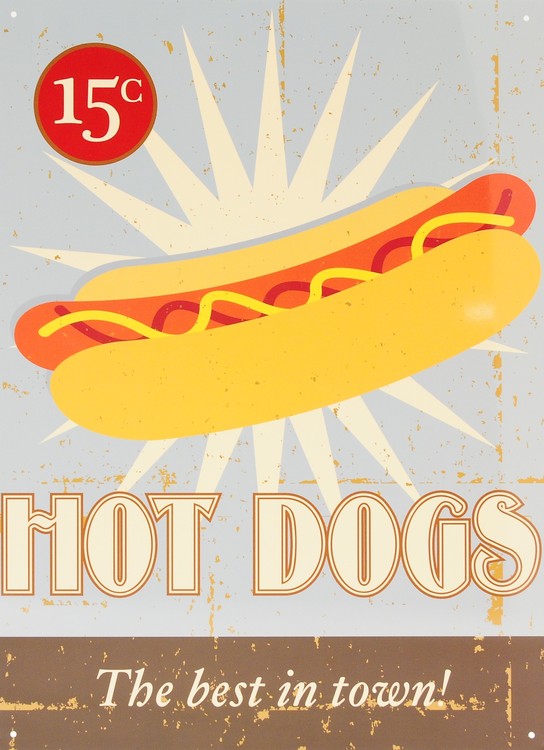 Metallikyltti HOT DOGS