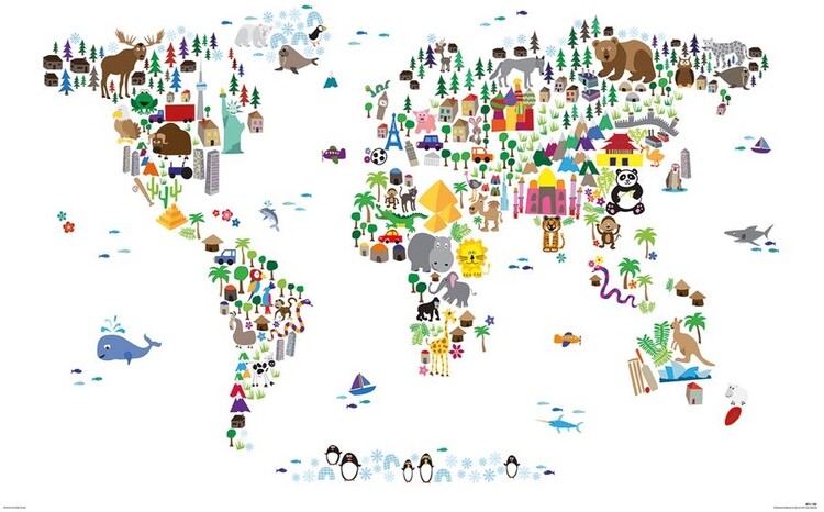 Плакат Animal map of the World