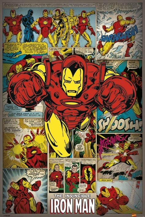 Плакат MARVEL COMICS - iron man retro