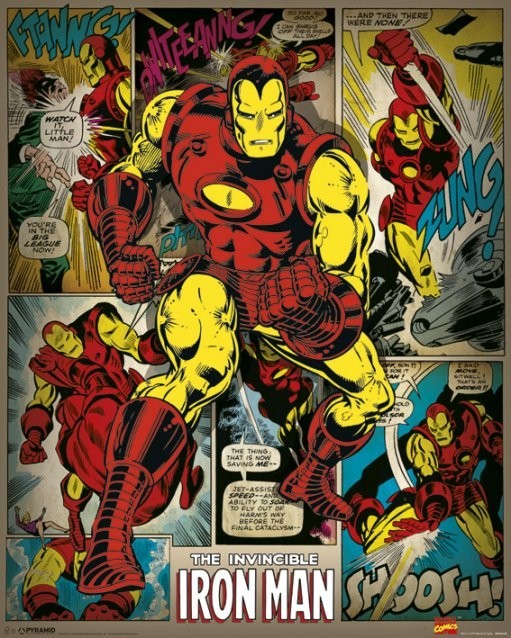 Плакат MARVEL COMICS - iron man retro