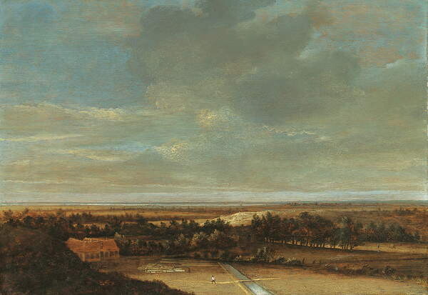 Принти на полотні An extensive dune landscape with a farmhouse and a bleaching ground