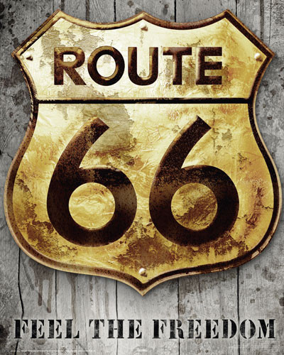 Αφίσα ROUTE 66 - golden sign