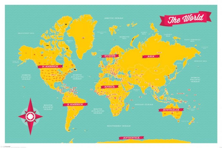 Poster World Map - retro