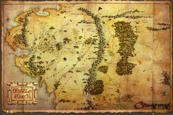 Uokvirjen plakat The Hobbit - Middle Earth Map