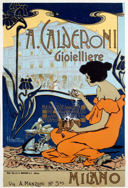 Принти на полотні Advertising poster for Calderoni jeweler in Milan, c1920