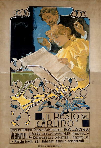 Принти на полотні Advertising poster for “Il resto del Carlino”, 1898