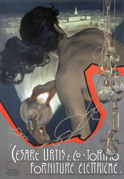 Наклейка Cesare Urtis & Co, Torino - Forniture Elettriche', poster, Italian, 1900