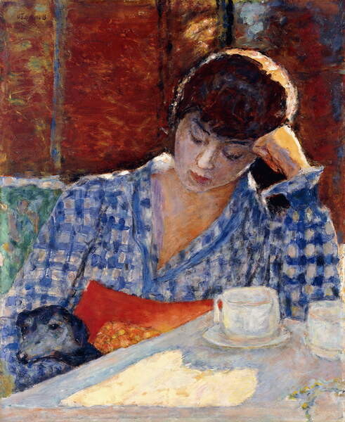 Наклейка Woman leaning on her Elbow with a Dog and a Still Life, 1917