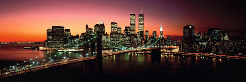 Плакат New York - Brooklyn bridge night