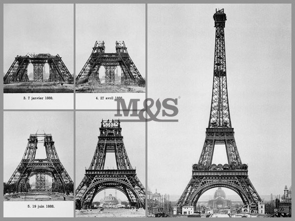 Art Print Construction on Eiffel Tower 1889