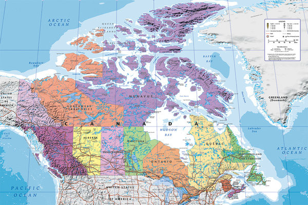 Плакат Canada map - Map of Canada