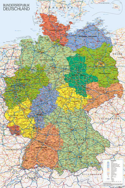 Poster Mapa Político da Alemanha
