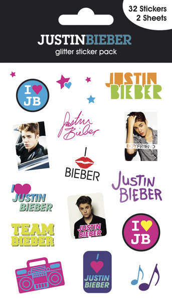 Αυτοκόλλητα JUSTIN BIEBER - i love with glitter