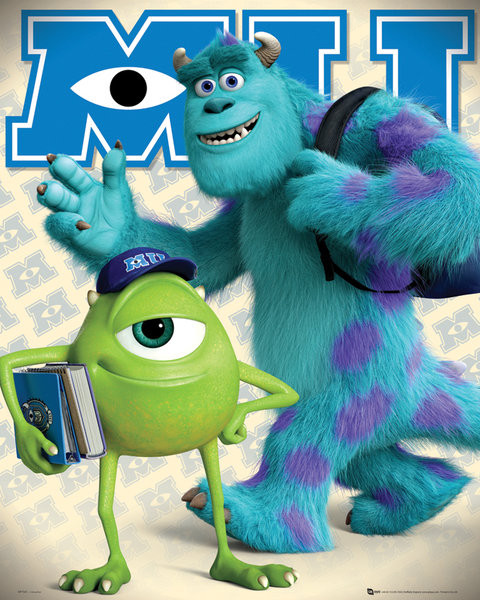 Poster MONSTERS UNIVERSITY mike &sulley Wall Art 3+1 FREE