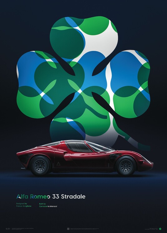 Εκτύπωση τέχνης Alfa Romeo 33 Stradale - Red - 1967