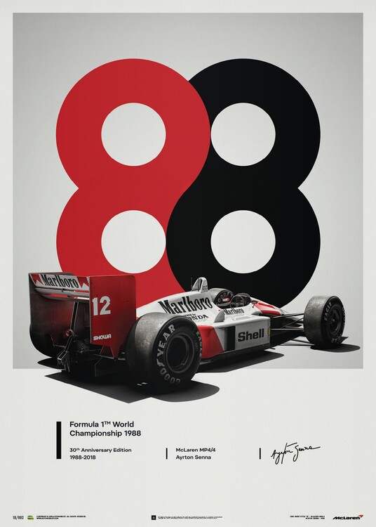 Εκτύπωση τέχνης McLaren MP4/4 - Ayrton Senna - 1988 - San Marino GP - 1988