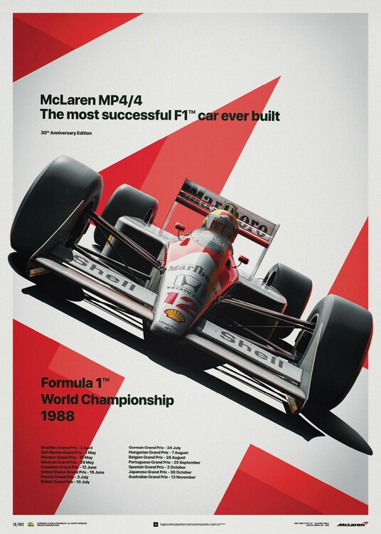 Εκτύπωση τέχνης McLaren MP4/4 - Ayrton Senna - MP4/4 - San Marino GP - 1988