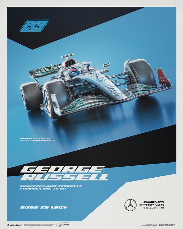 Εκτύπωση τέχνης Mercedes-AMG Petronas F1 Team - George Russell - 2022