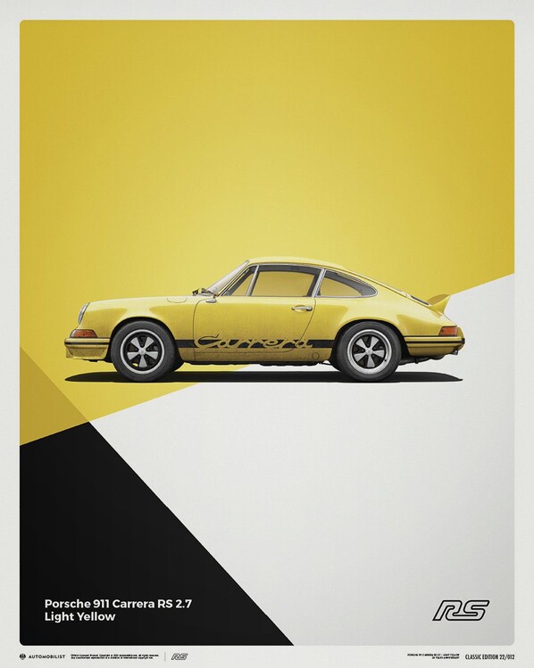 Художествен печат Porsche 911 RS - 1973 - Yellow