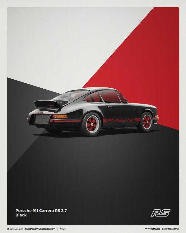 Художествен печат Porsche 911 RS - 1973 - Black