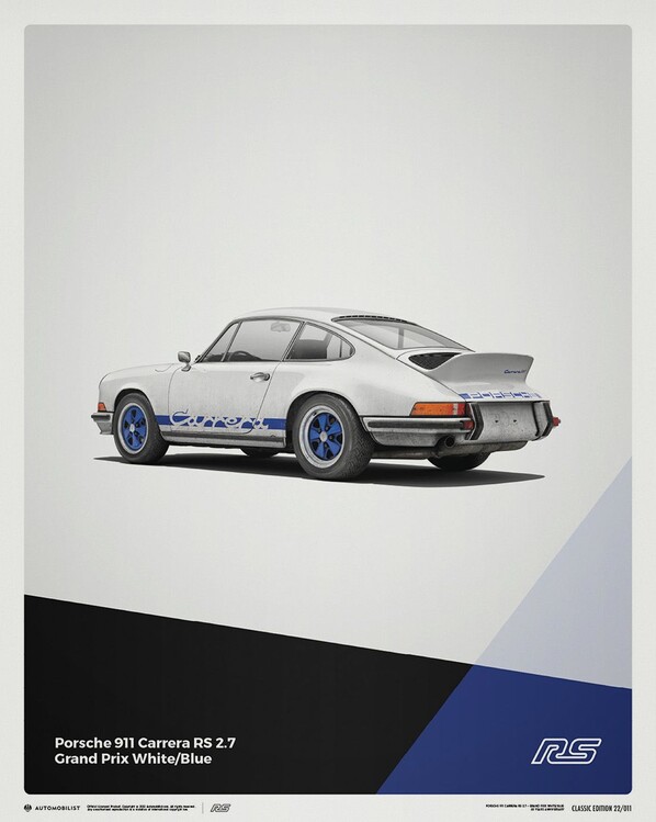 Художествен печат Porsche 911 RS - 1973 - White