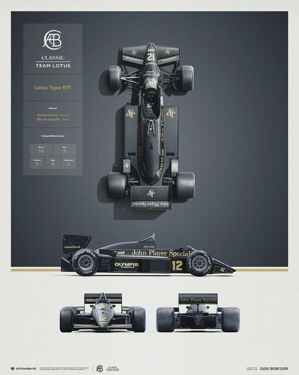 Art Print Team Lotus - Type 97T - Blueprint - 1985