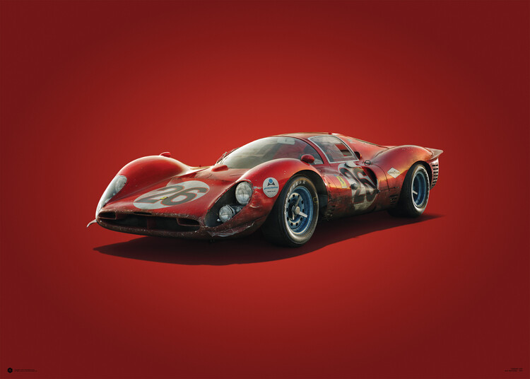 Εκτύπωση τέχνης Ferrari 412P - Red - Daytona - 1967