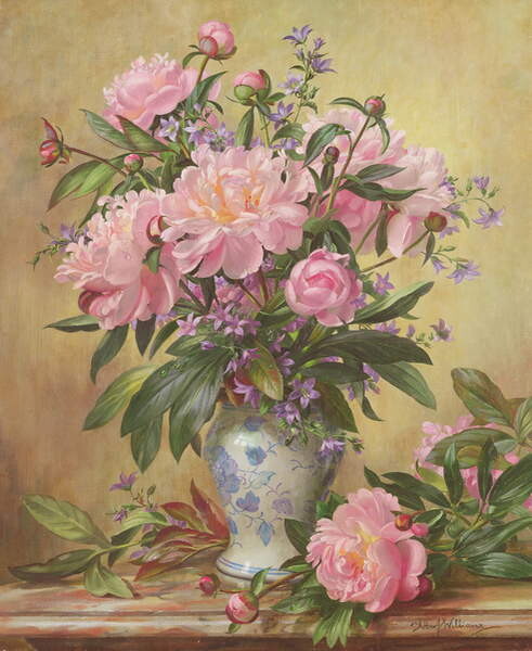 Принти на полотні AB/302 Vase of Peonies and Canterbury Bells