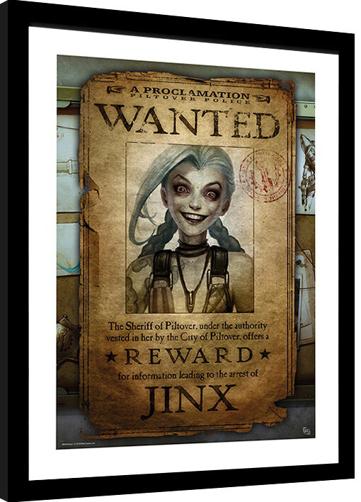 Κορνιζαρισμένη αφίσα League of Legends - Jinx Wanted