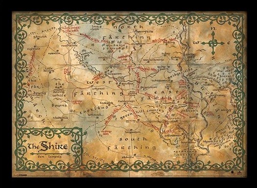 Framed poster The Hobbit - The Shire Map