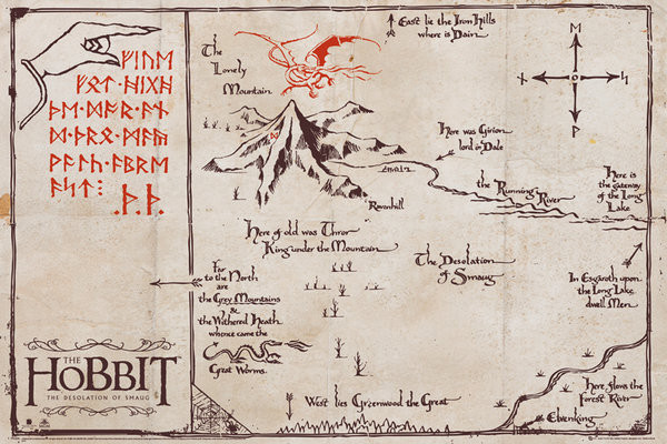 Poster The Hobbit - The Lonely Mountain Map