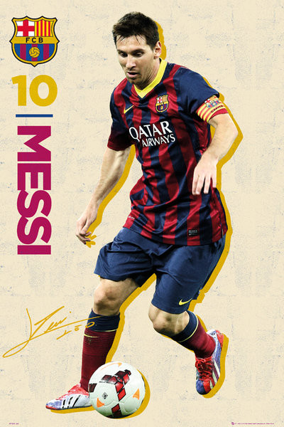 Плакат FC Barcelona - Messi vintage 13/14