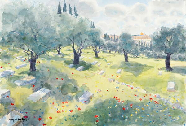 Наклейка The Olive Grove (Temple Mount from The Kidron Valley, Jerusalem), 2019