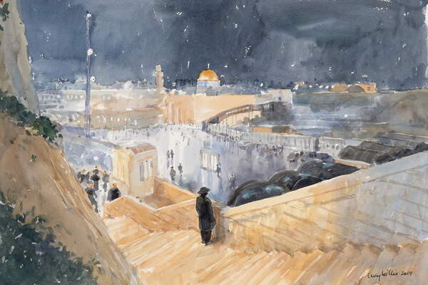 Плакат The Western Wall, Night, Jerusalem, 2019