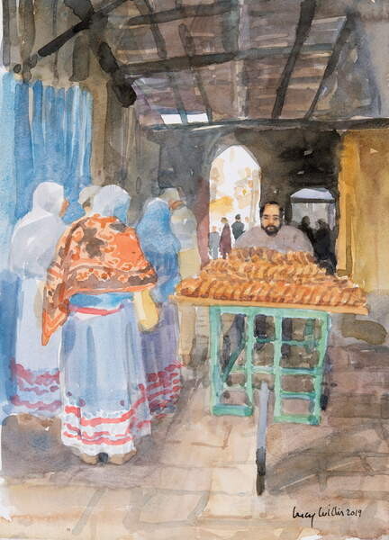 Наклейка Bagel Seller in the Old City, Jerusalem, 2019
