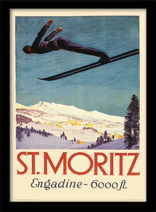 Poster emoldurado Retro - St. Moritz