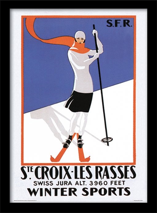 Рамкиран плакат Retro - Ste. Croix-les rasses