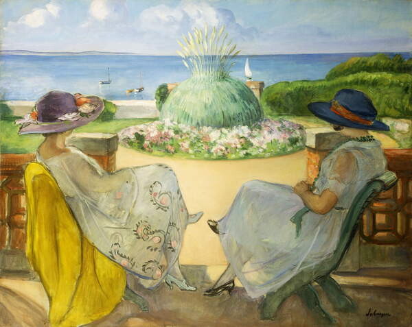 Наклейка Two Young Women on a Terrace by the Sea; Deux Jeunes Filles sur une Terrasse en Face la Mer, 1922