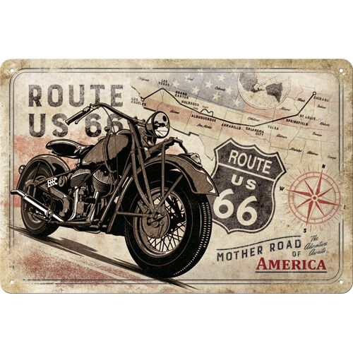Metallikyltti Route 66 - Map