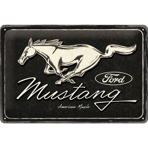 Μεταλλική πινακίδα Ford - Mustang - Logo Black