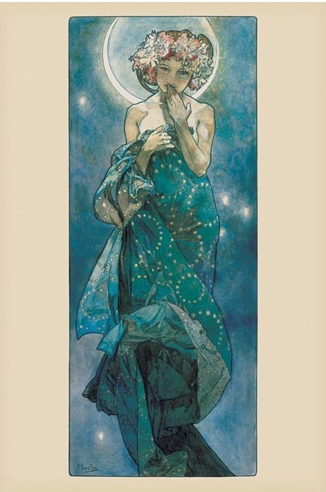 Πλαισιωμένη αφίσα Alfons Mucha - moon