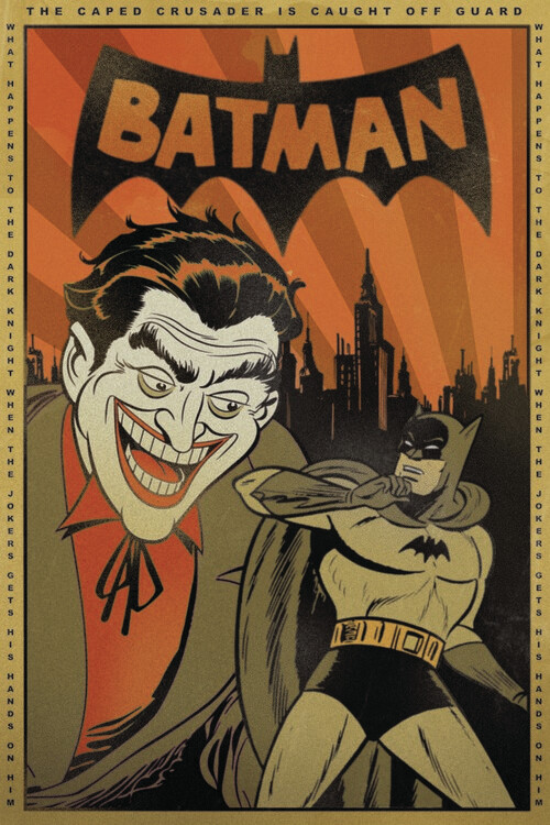 Плакат Batman and Joker - Retro Sketch