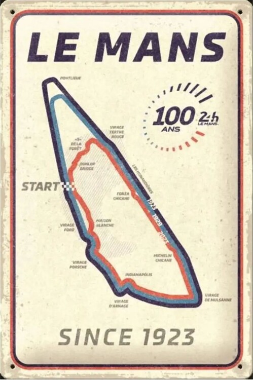 Μεταλλική πινακίδα 24h du Mans - Curcuit 100 Ans