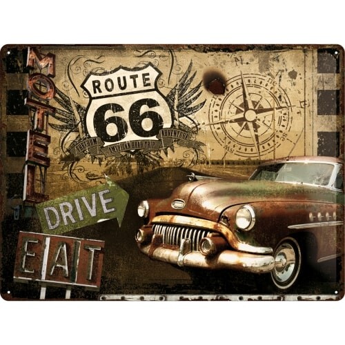 Μεταλλική πινακίδα Route 66 - Drive, Eat