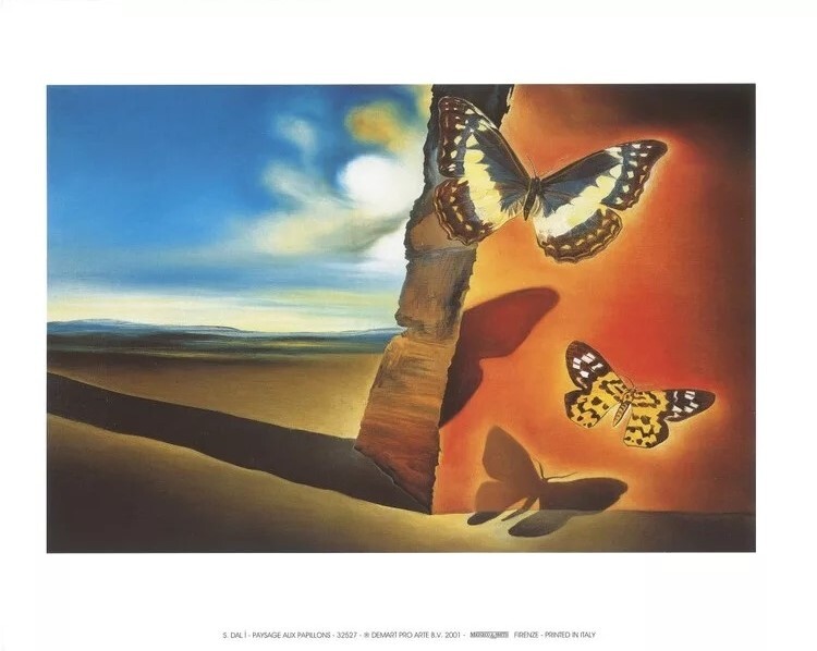 Εκτύπωση τέχνης Landscape with Butterflies, 1956