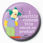 Badge THE SIMPSONS - krusty endorse ...