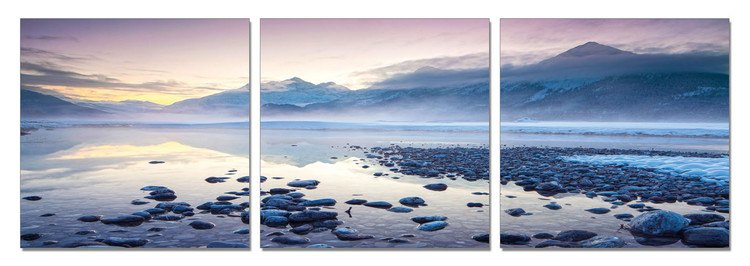 Mountains - Winter Lake Mounted Art Print