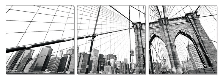 Τοποθετημένη εκτύπωση έργου τέχνης New York - Brooklyn Bridge detail (B&W)