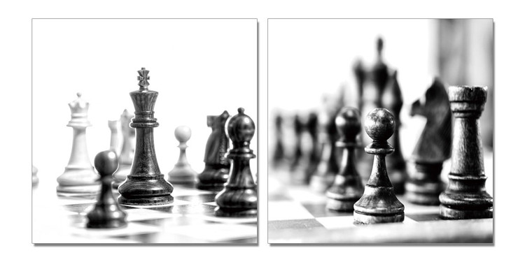 Chess - Black and White World Mounted Art Print