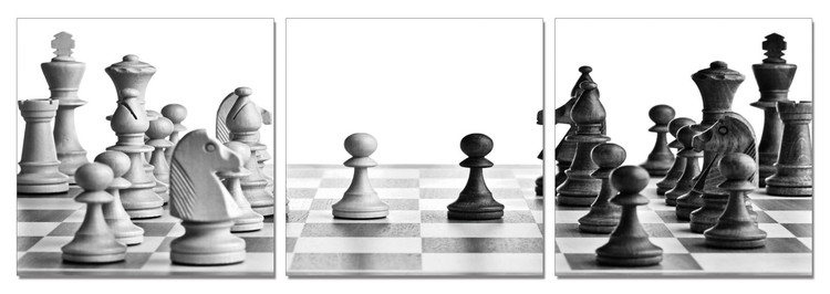 Chess - Opening (B&W) Mounted Art Print